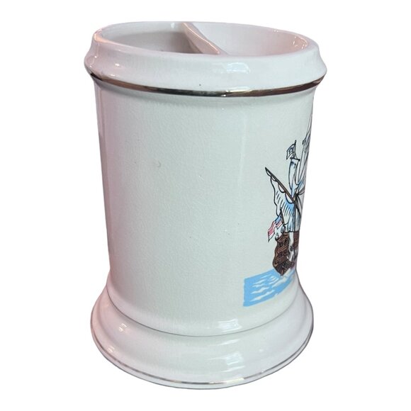 Vtg Shaving Cup Nautical Sailing Ship Porcelain Gilded Rim an Handle - Picture 2 of 7